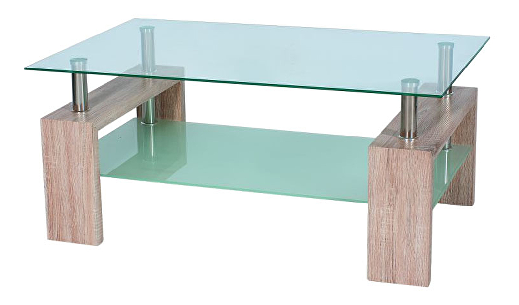 Konferenční stolek Lilla (sklo + dub)