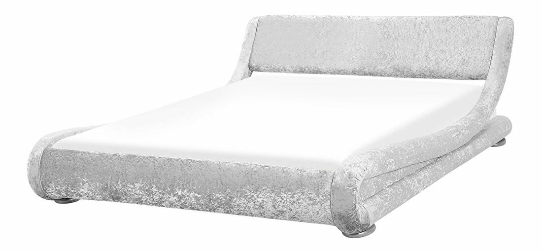 Manželská vodní postel 180 cm Anais (sametová stříbrná) (s roštem a matrací)
