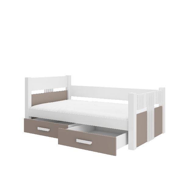 Dětská postel 200x90 cm s materacom Buppi (hnědá)