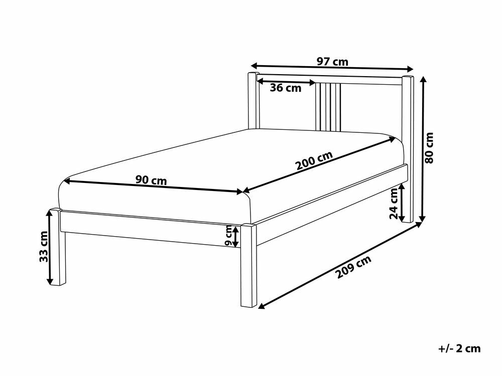 Jednolůžková postel 90 cm VALLES (s roštem) (bílá)