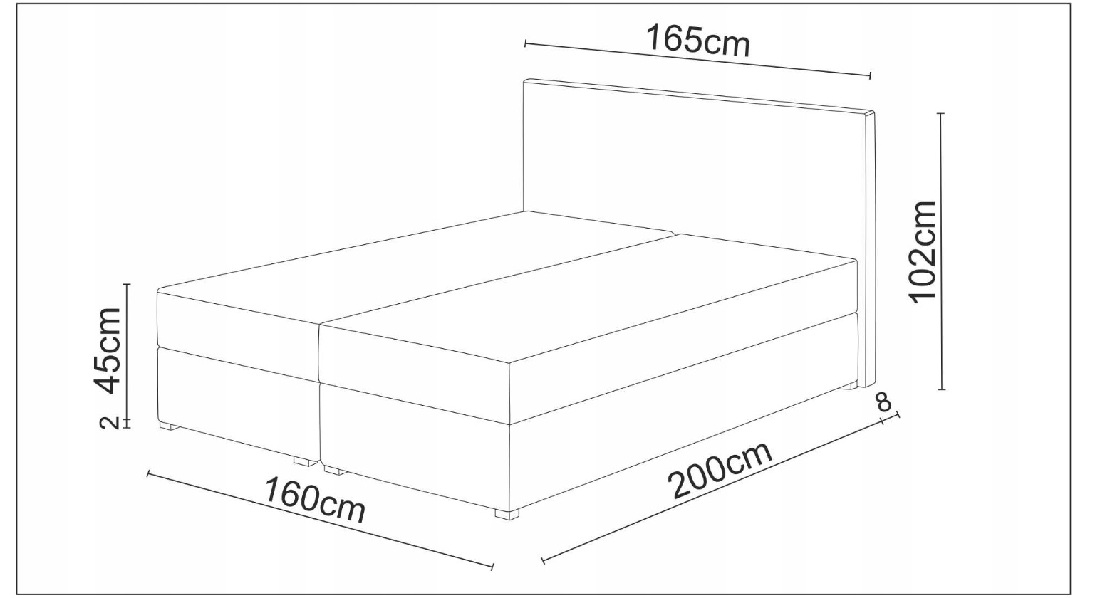 Manželská postel 160 cm Futura Kloe (s matrací a roštem) (černá)