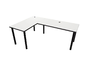 Rohový herní pc stůl Gamer N (bílá + černá) (L)