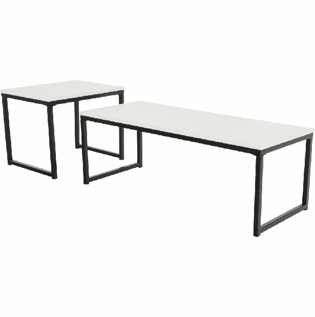 Set 2 ks konferenčních stolků Kastty typ 2 (bílá + černá)