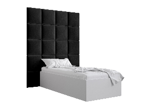 Jednolůžková postel s čalouněným čelem 90 cm Brittany 3 (bílá matná + černá) (s roštem)