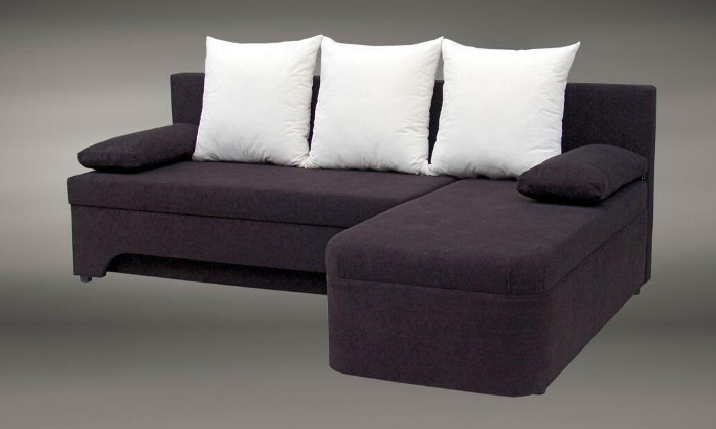 Rohová sedačka Saline fialová + krémové polštáře (1 úložný prostor, bonel)