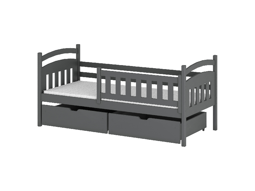 Dětská postel 80 cm Tarra (s roštem a úl. prostorem) (grafit)