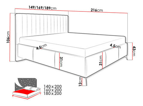 Manželská postel 160 cm Lizubo (s úložným prostorem) (krémová) *výprodej