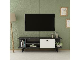  TV stolek/skříňka Napiku (mramor černý + bílá)