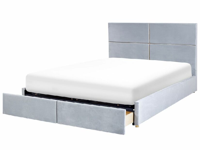 Manželská postel 180 cm Vissarion (šedá) (s roštem a úložným prostorem)