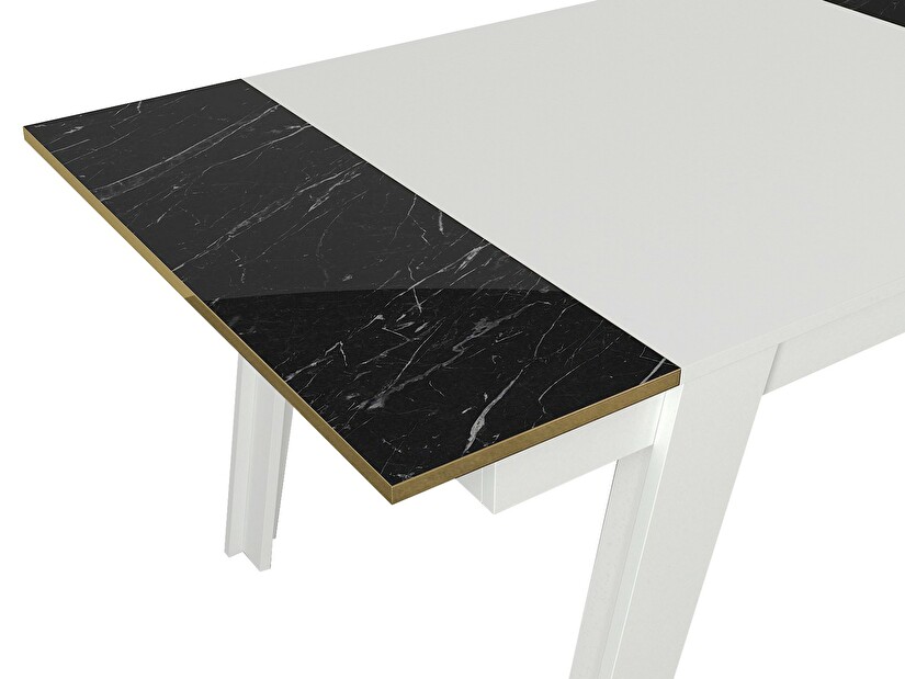 Jídelní stůl (pro 6 osob) Raven (Bílá + Zlatá + Černá)