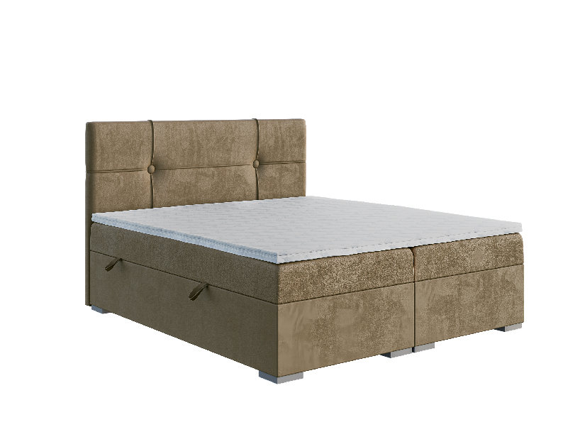 Manželská postel Boxspring 140 cm Gal (tmavobéžová) (s matrací a úl. prostorem)