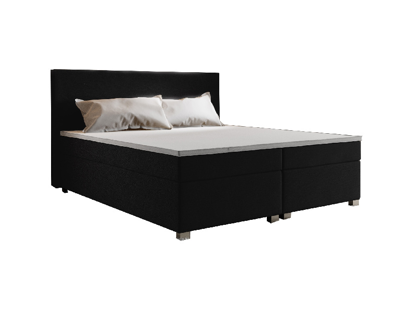 Manželská posteľ Boxspring 160 cm Simon (čierna) (s matracom, bez úložného priestoru)