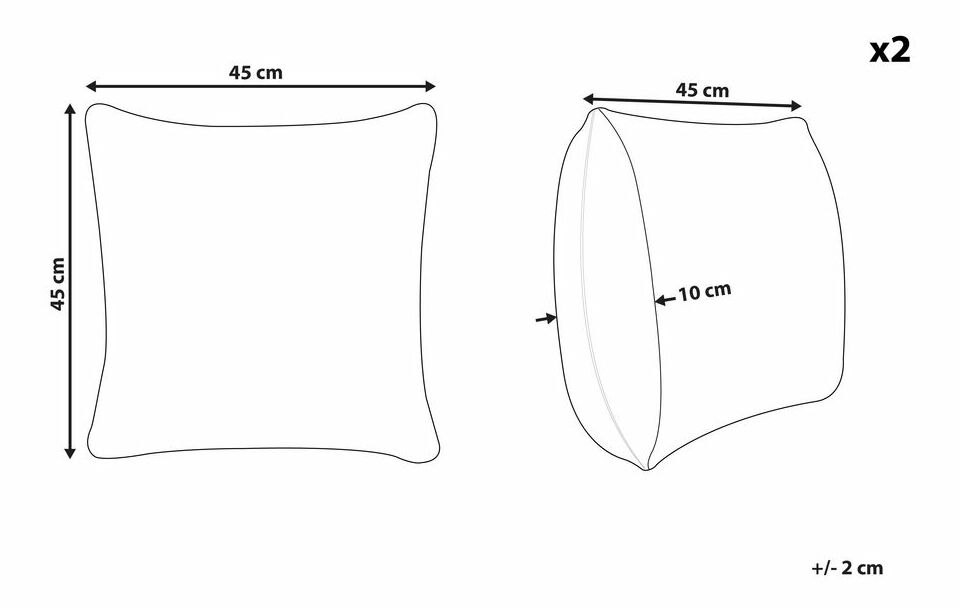 Sada 2 ozdobných polštářů 45 x 45 cm Pumlla (bílá)