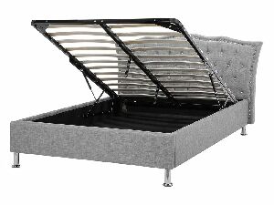 Manželská postel 140 cm MATH (s roštem a úl. prostorem) (šedá)