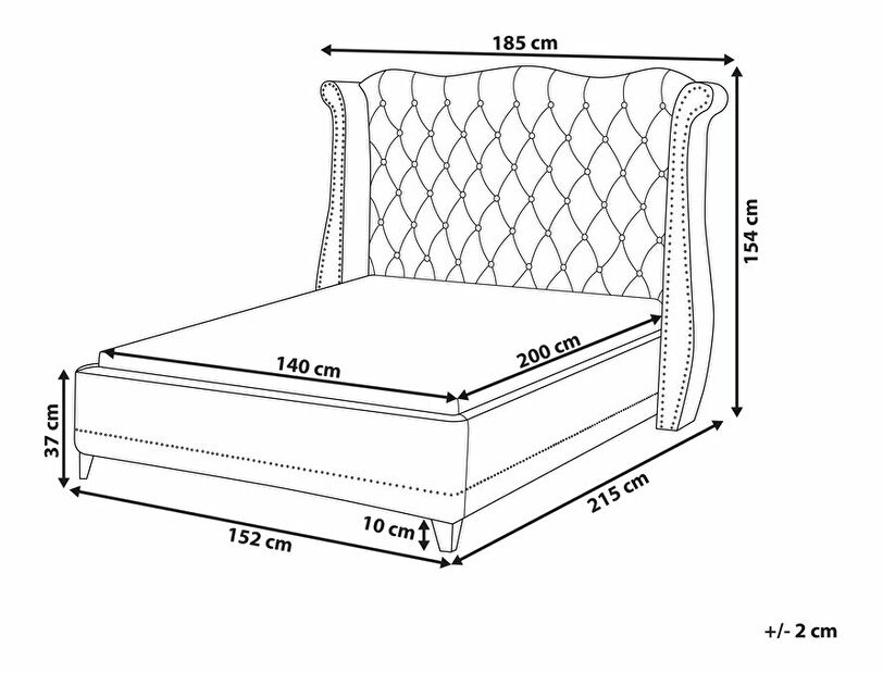 Manželská postel 140 cm Aidan (šedá) (s roštem)
