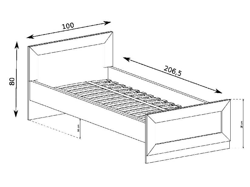 Jednolůžková postel 90 cm Titanus 21 (dub lefkas)