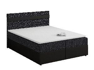 Kontinentální postel 180x200 cm Mimosa melirovaná černá + černá) (s roštem a matrací)