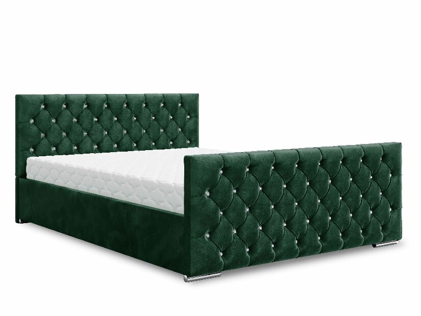 Manželská postel 160 cm Quintin (tmavě zelená) (s roštem a úložným prostorem)