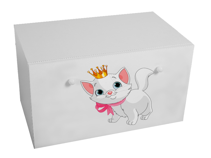 Úložný box pro děti Ione (bílá + kočka)