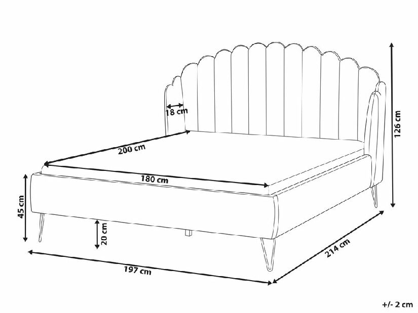 Manželská postel 180 cm Alise (béžový samet) (s roštem)