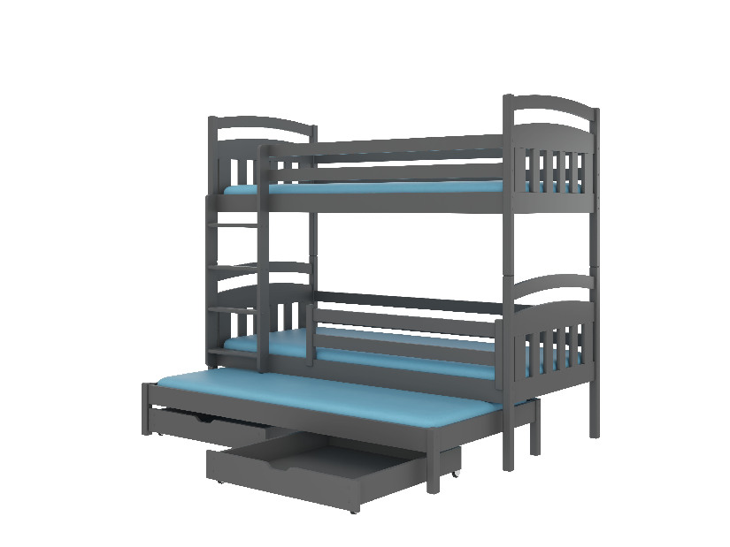Patrová dětská postel 180x80 cm Aladar (s roštem a matrací) (grafit)