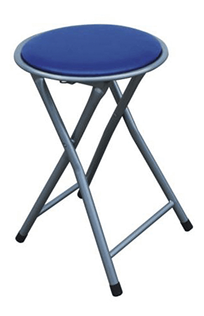 Skládací taburet/židle Ivola (modrá ekokůže + šedá) 