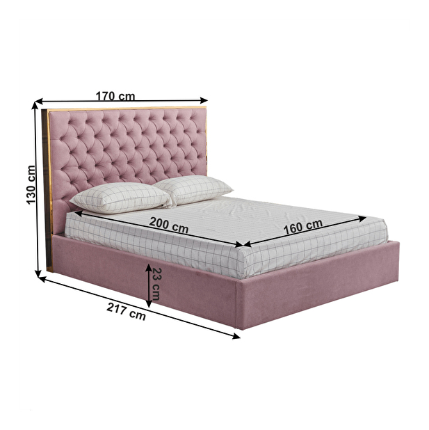 Manželská postel 160 cm Nadina (s roštem) (starorůžová)
