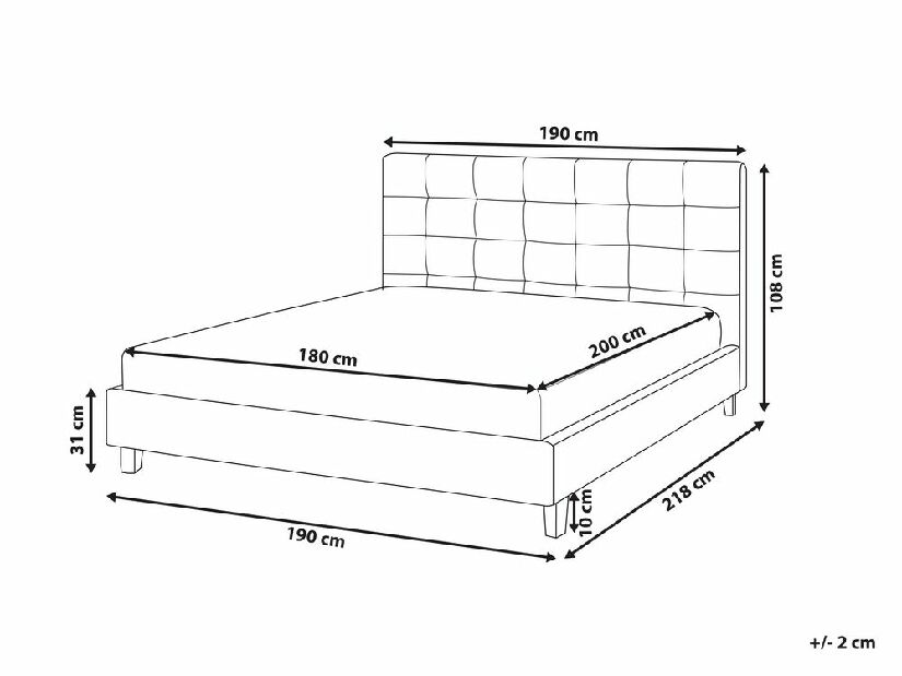 Manželská postel 180 cm Rhiannon (světle šedá) (s roštem a matrací)