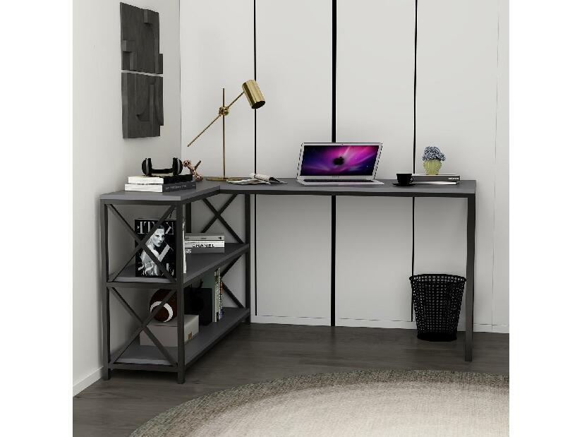 Rohový PC stolek Flix (antracit + černá)