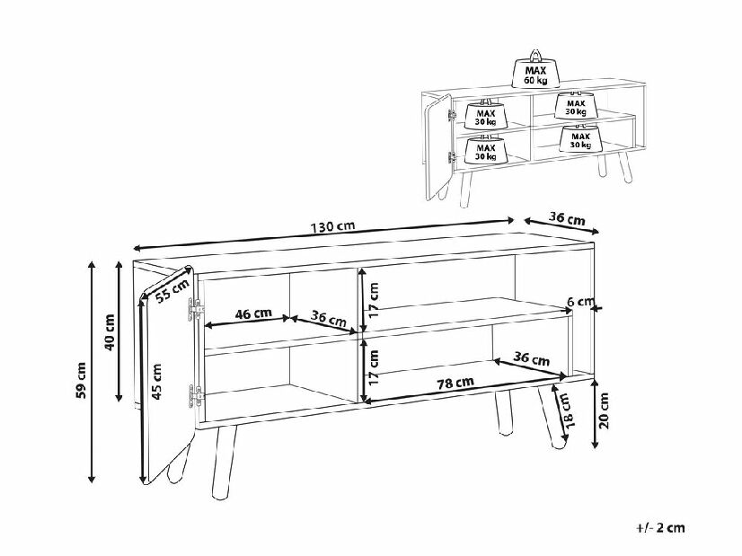TV stolek/skříňka Whoopi (světlé dřevo)