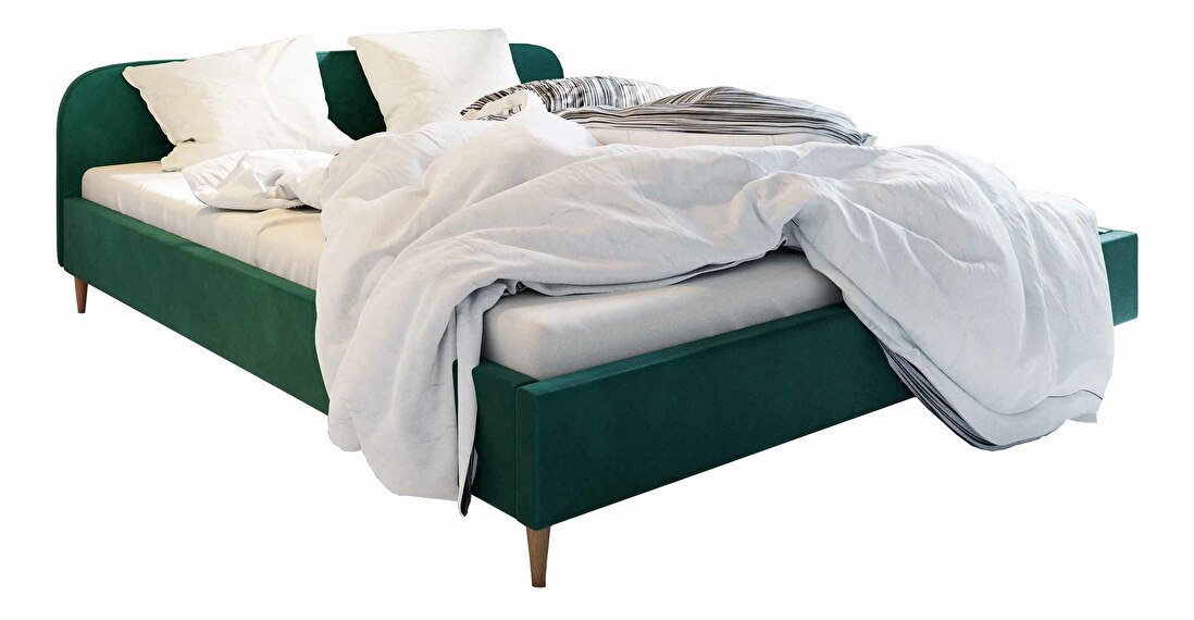 Manželská postel 180 cm Lon (tmavě tyrkysová) (bez roštu a úložného prostoru)