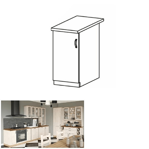 Dolní kuchyňská skříňka D30 Regnar (sosna nordická + bílá) (L)