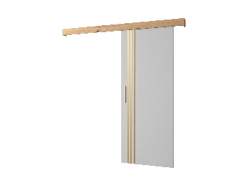 Posuvné dveře 90 cm Sharlene VI (bílá matná + dub artisan + zlatá)