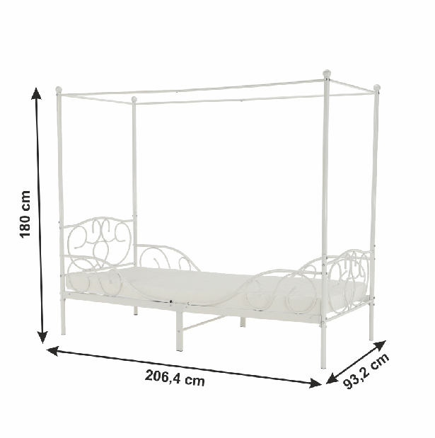 Jednolůžková postel 90 cm Anabella (bílá) (s roštem)