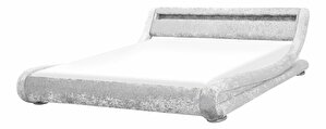 Manželská postel 180 cm AVENUE (s roštem a LED osvětlením) (stříbrná sametová)