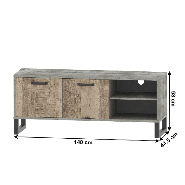 TV stolek Bareni 2D/140 (dub pískový + šedá)