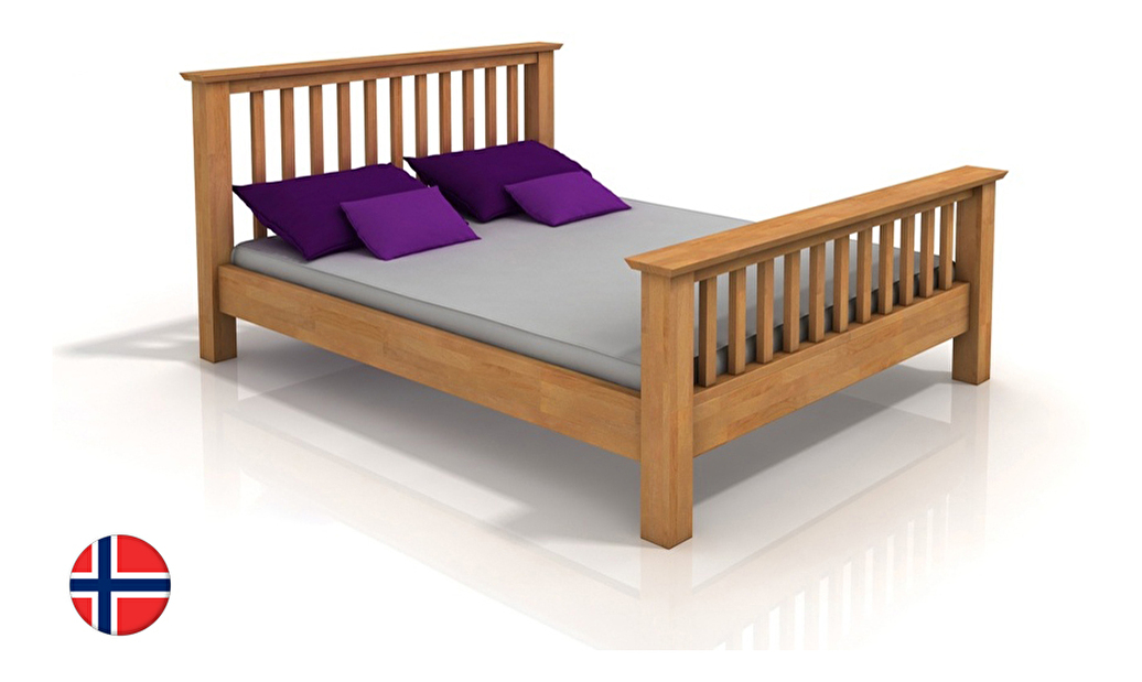 Manželská postel 160 cm Naturlig Leikanger (buk) (s roštem)