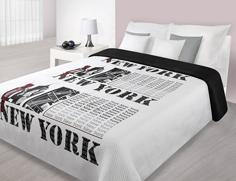 Přehoz na postel 240x220cm New york (černá + bíla)