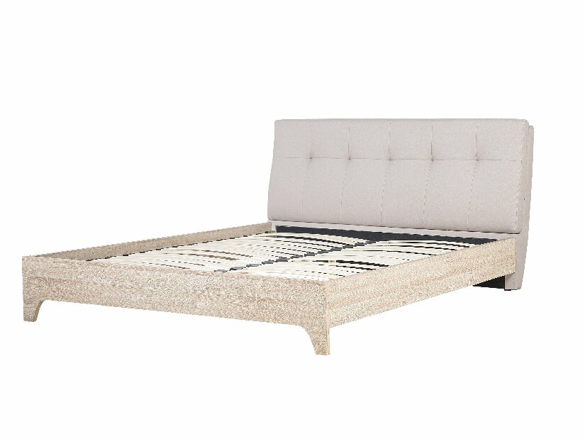 Manželská postel 180 cm BERGAMO (s roštem) (béžová + světlé dřevo)