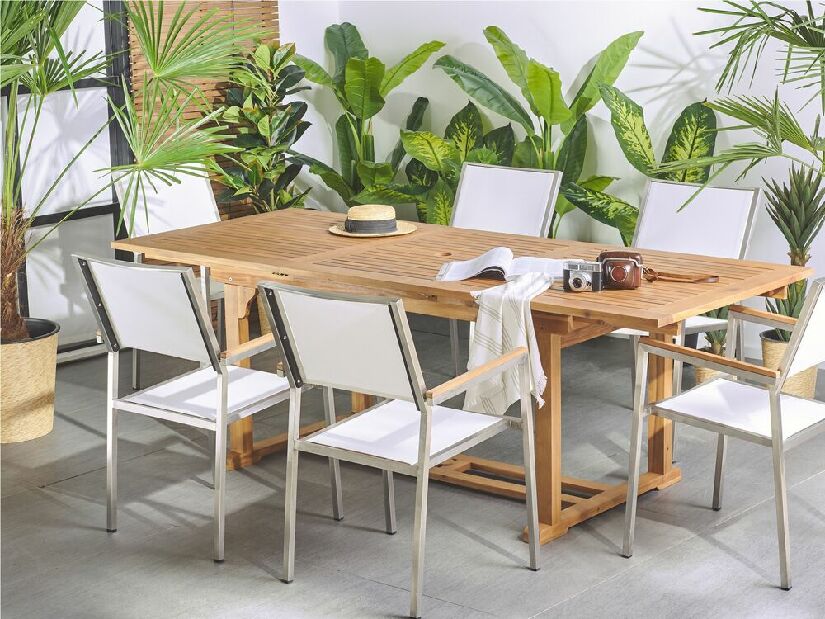 Rozkládací zahradní stůl JAMBA (pro 6 až 8 osob) (světlé dřevo) *výprodej