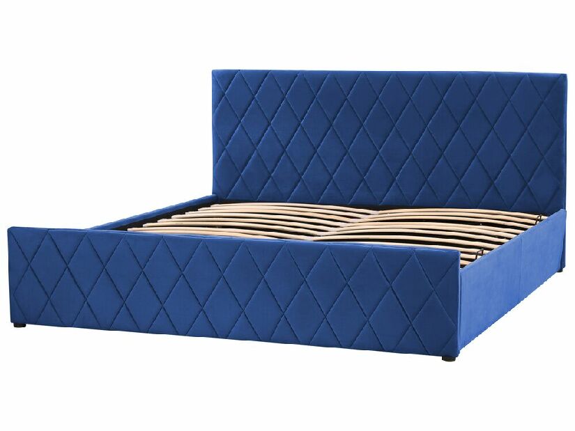 Manželská postel 180 cm Rhett (modrá) (s roštem a úložným prostorem)