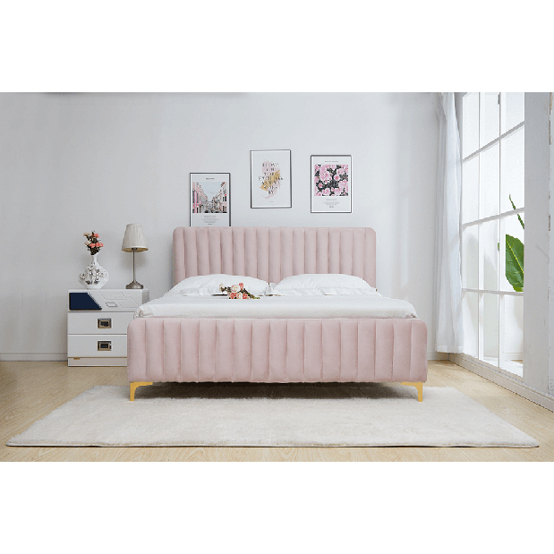 Manželská postel 180 cm Keira (růžová) (s roštem)