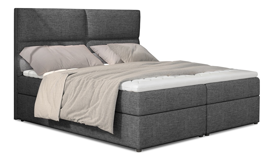 Kontinentální postel 185 cm Alyce (tmavě šedá Sawana 05) (s matracemi)