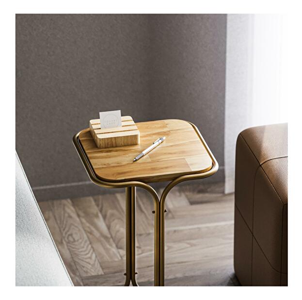 Příruční stolek Stevie C (zlatá + přírodní)