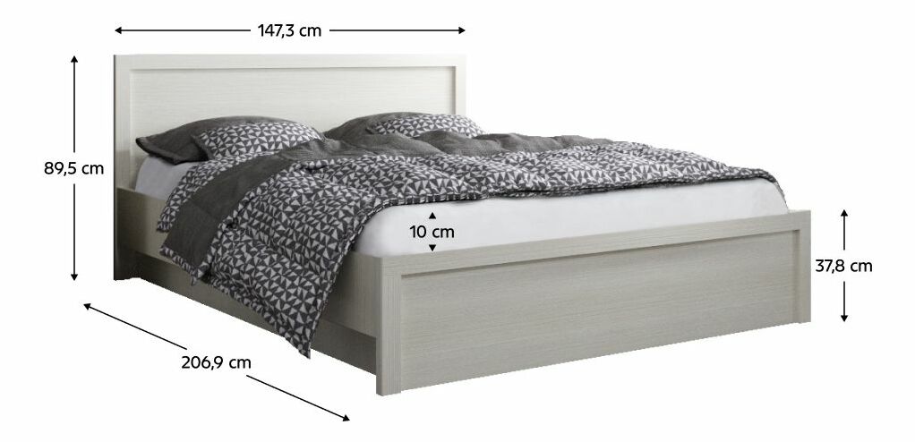 Manželská postel 140 JESS (bílá) (s roštem a matrací)