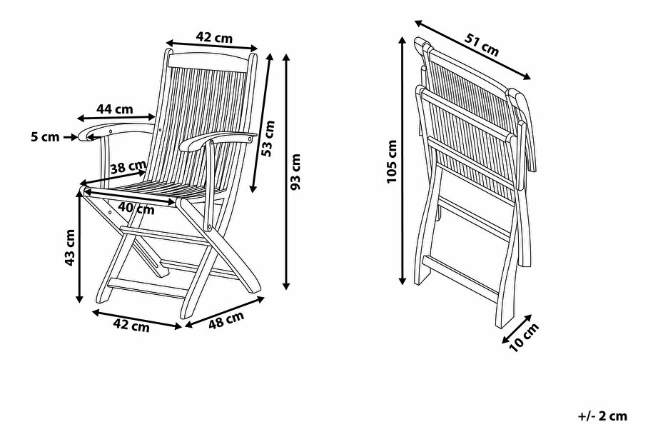 Set 2 ks. zahradních židlí MATARI (šedá)