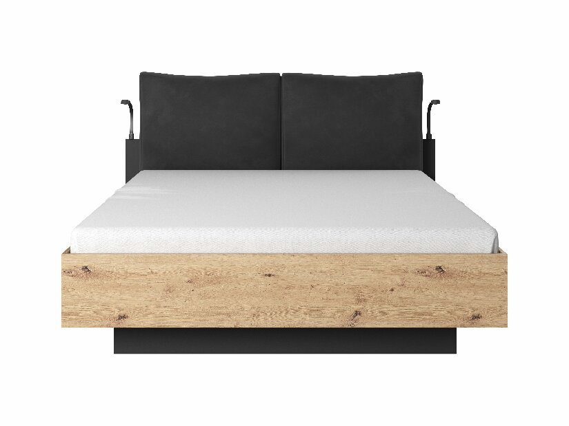 Manželská postel 160 cm Nedra (bez matrace a roštu) (dub artisan + antracit)