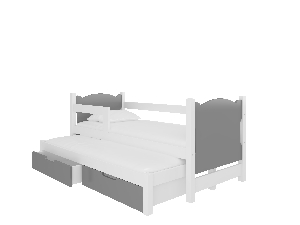 Rozkládací dětská postel 180x75 cm Chloe (s roštem a matrací) (bílá + šedá)