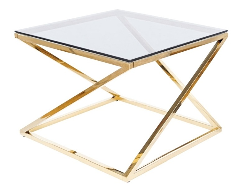 Konferenční stolek Leland (sklo + zlatá)