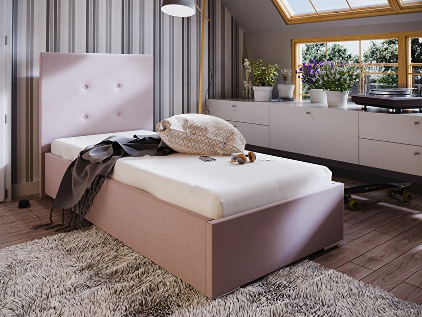 Jednolůžková postel 90 cm Foxxie 6 (růžová)